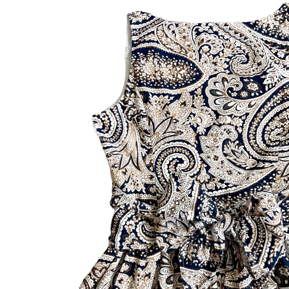 J Crew Women’s navy gold cream paisley print Cecelia dress - Sz 2 - Picture 11 of 11